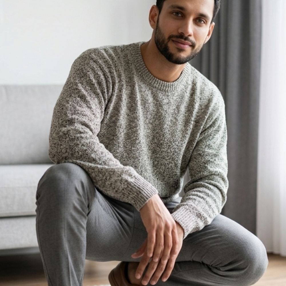 Men's Sedgefield Crewneck Knit Sweater in Light Gray: Size Large